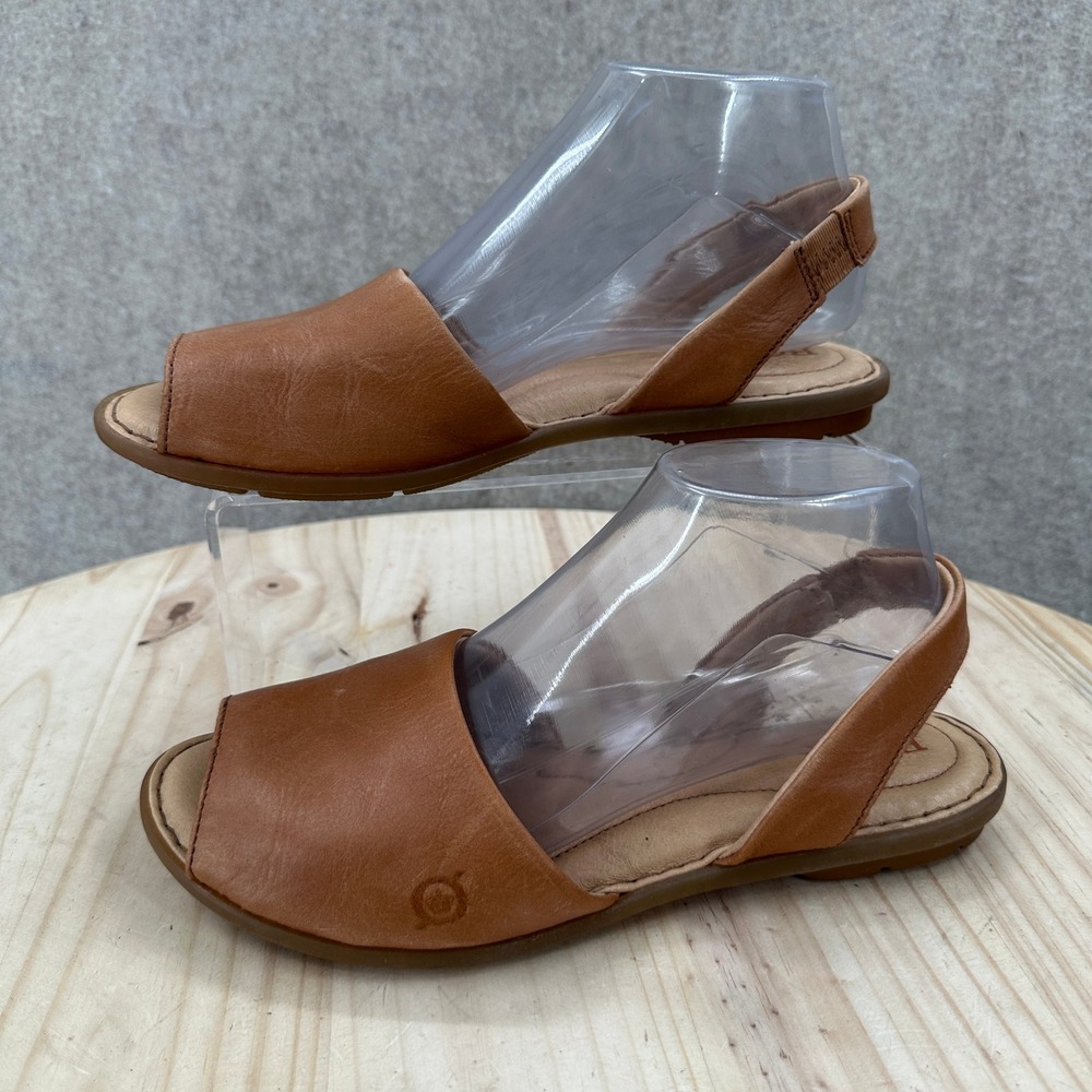 Børn Trang Slingback Sandals Womens 8 Brown Leather Peep Toe F18816
